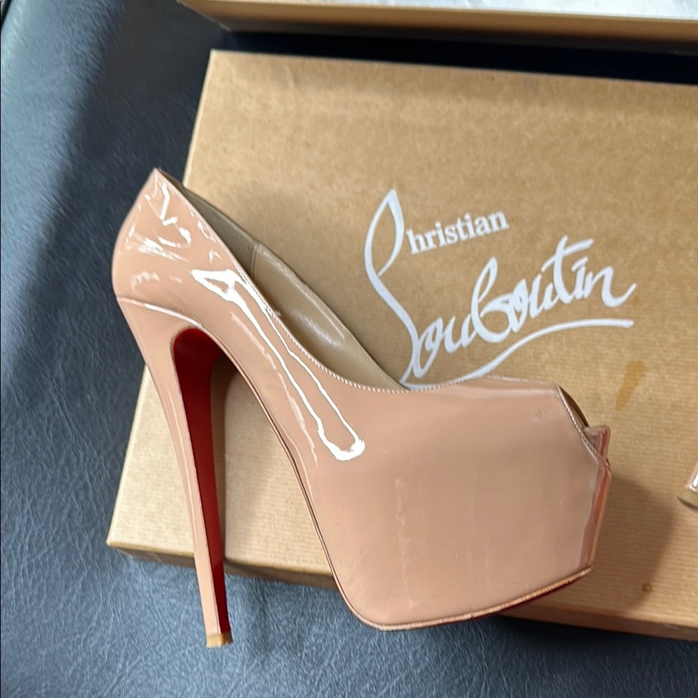 CHRISTIAN LOUBOUTIN |  ‘Highness’ Nude Patent Calf Stilettos - Picture 10 of 11